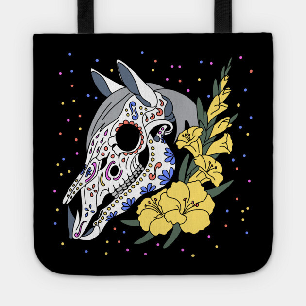 August's Gladiolus & Horse Skull Tote by H. R. Sinclair
