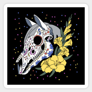 August's Gladiolus & Horse Skull Sticker
