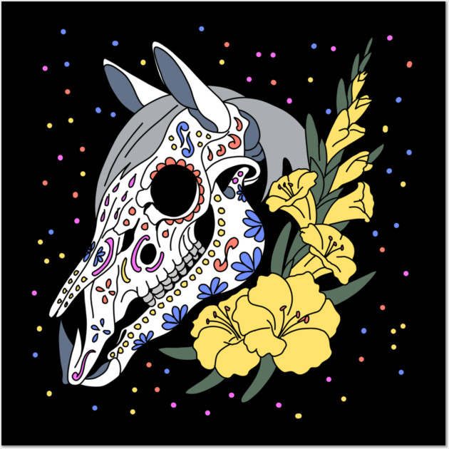 August's Gladiolus & Horse Skull Wall Art by H. R. Sinclair