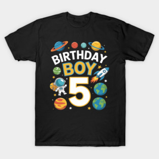 Boys 5th Birthday Astronaut Space Planets Four Years old T-Shirt