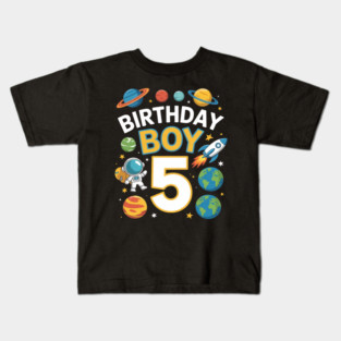 Boys 5th Birthday Astronaut Space Planets Four Years old Kids T-Shirt