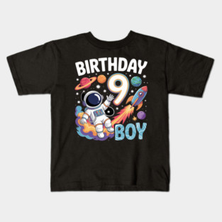 Boys 9th Birthday Astronaut Space Planets Nine Years old T Kids T-Shirt