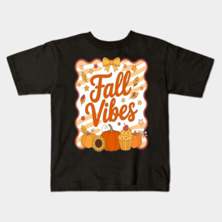 Fall Vibes Pumpkin Fall Kids T-Shirt