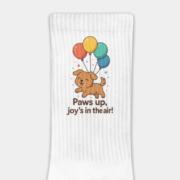 Paws Up Joy Dog – Cute Balloon Puppy Happiness Design by Anne Lee