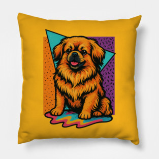 Retro 90s Tibetan Spaniel Vintage Dog Pillow