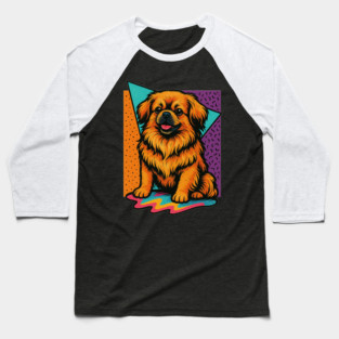 Retro 90s Tibetan Spaniel Vintage Dog Baseball T-Shirt