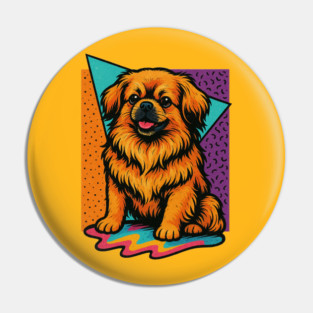 Retro 90s Tibetan Spaniel Vintage Dog Pin