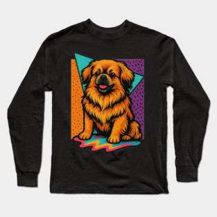 Retro 90s Tibetan Spaniel Vintage Dog Long Sleeve T-Shirt