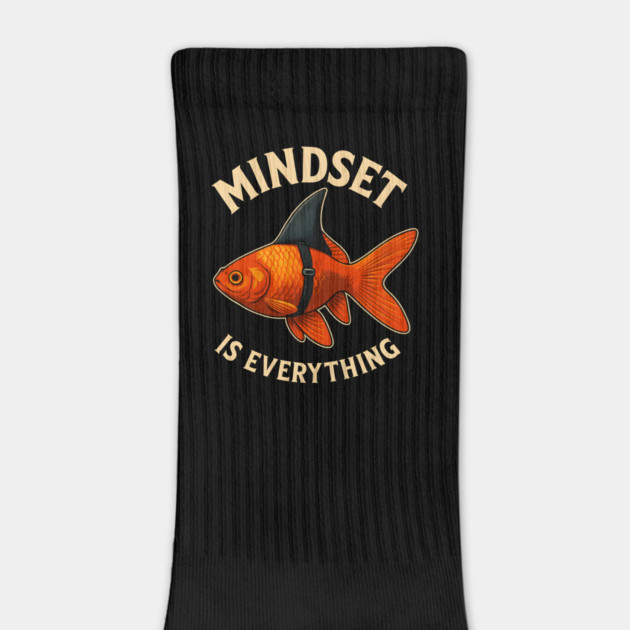 Mindset Motivational quote Cute Goldfish Shark by logiamerch