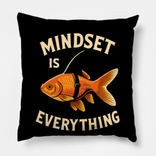 Mindset Motivational quote Cute Goldfish Shark Pillow