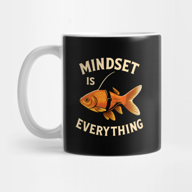 Mindset Motivational quote Cute Goldfish Shark by logiamerch