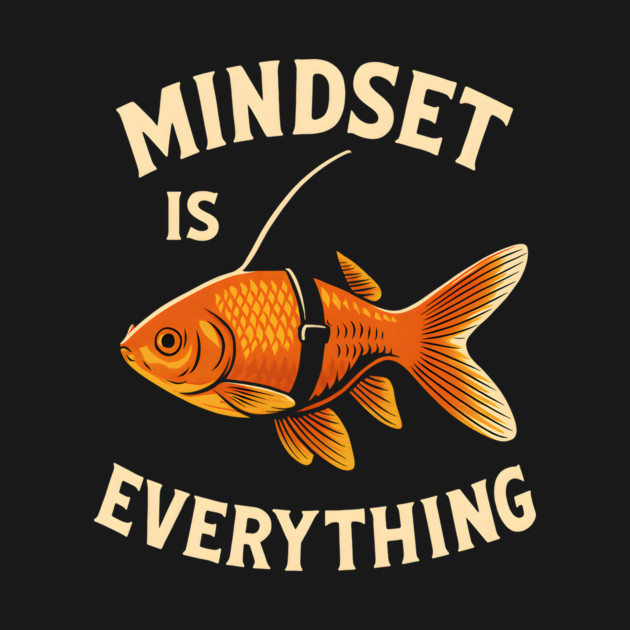 Mindset Motivational quote Cute Goldfish Shark by logiamerch