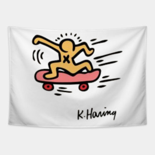 keith haring skateboard Tapestry