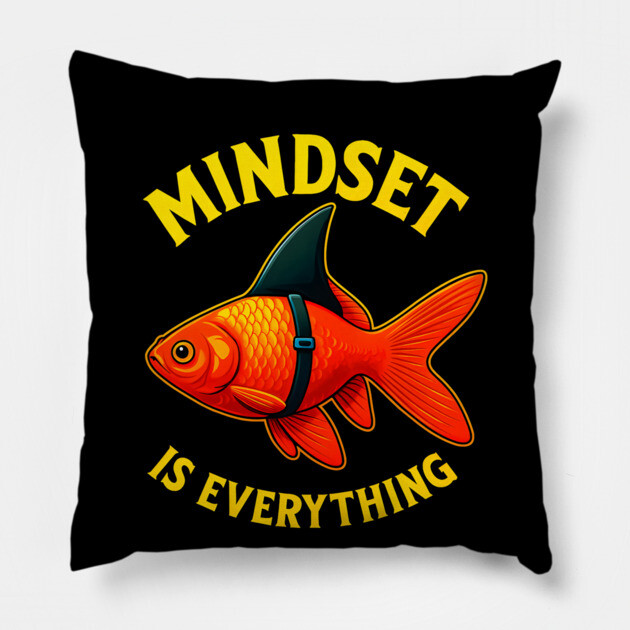 Mindset Motivational quote Cute Goldfish Pillow by logiamerch