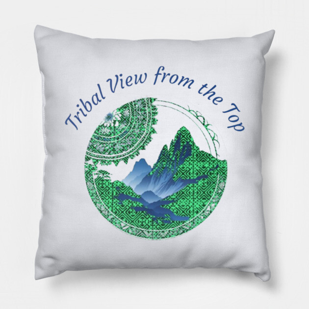 Tribal View from the Top Pillow by Pimcolle
