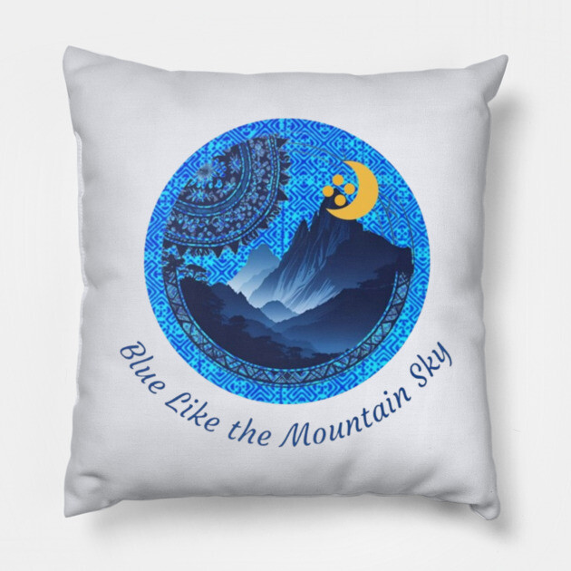 Blue Like the Mountain Sky Pillow by Pimcolle