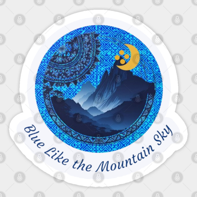 Blue Like the Mountain Sky Sticker by Pimcolle