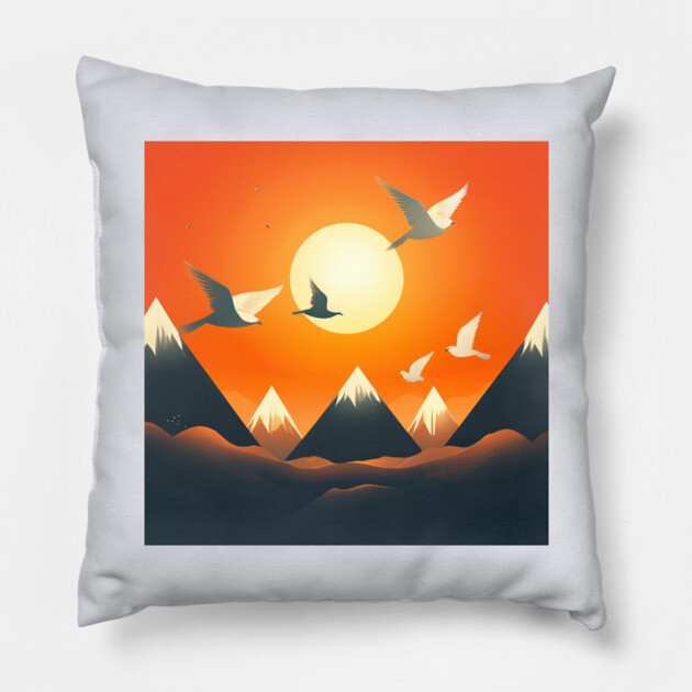 Twilight Flight – Hmong Mountains & Sky Pillow by Pimcolle