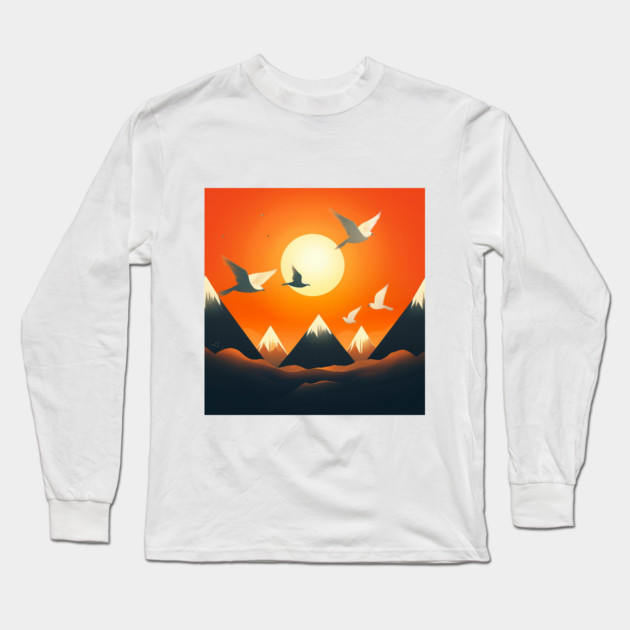 Twilight Flight – Hmong Mountains & Sky Long Sleeve T-Shirt by Pimcolle