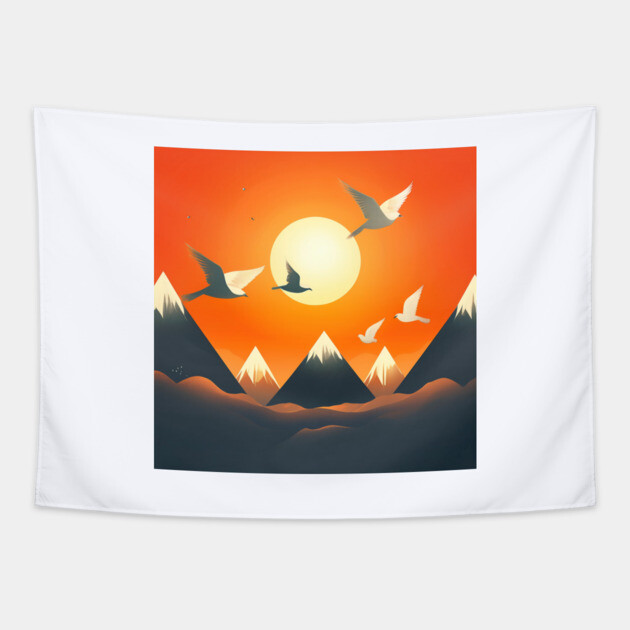Twilight Flight – Hmong Mountains & Sky Tapestry by Pimcolle