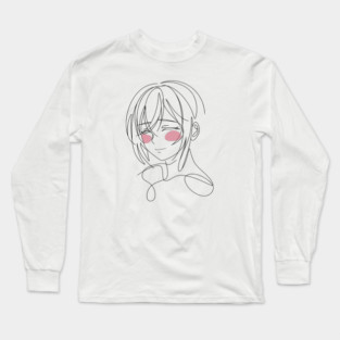 Woman Portrait Line Art Long Sleeve T-Shirt