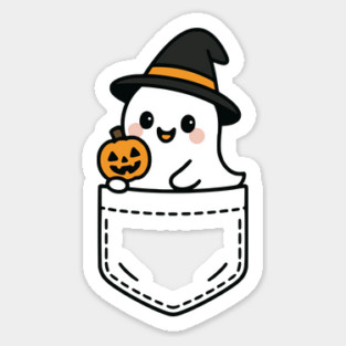 Cute Ghost Pocket Pal Funny Halloween Ghost Spooky Vibes Sticker