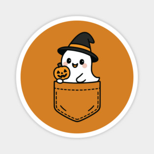 Cute Ghost Pocket Pal Funny Halloween Ghost Spooky Vibes Magnet