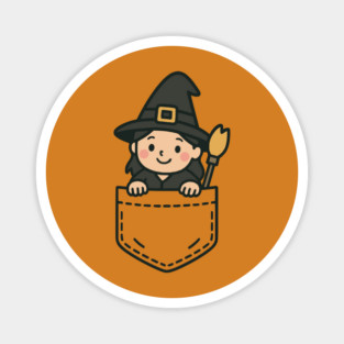 Cute Witch Pocket Pal Funny Halloween Witch Magic Humor Magnet