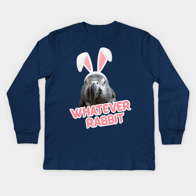 Whatever Rabbit Kids Long Sleeve T-Shirt by Einstein Parrot