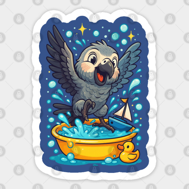 Taking a Bath Sticker by Einstein Parrot