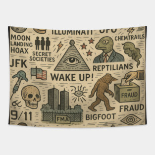 Vintage Conspiracy Theory Icons Tapestry