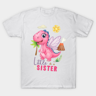 Big Brother & Little Sister Matching Outfit - Dinosaur Sibling Shirts, Cute Dinosaurs Theme Matching Outfits - Brother Gift Set, Little Sis T-Shirt