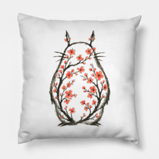 Forest spirit blossom Sumi e Pillow