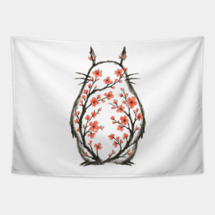 Forest spirit blossom Sumi e Tapestry