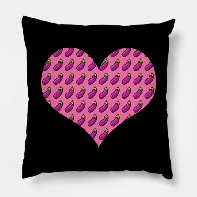 Heart Love Eggplant Funny Emoji Thot Dick Adult Joke Gift Pillow by belownormal