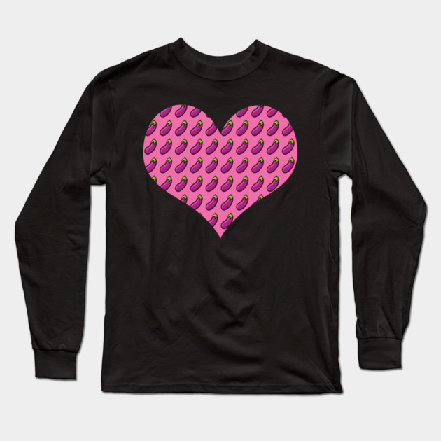 Heart Love Eggplant Funny Emoji Thot Dick Adult Joke Gift Long Sleeve T-Shirt by belownormal