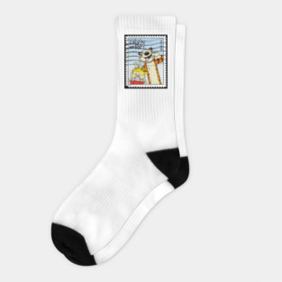 dog watering flowers Sticker Socks