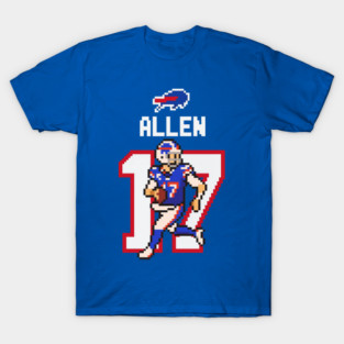 Josh Allen Pixel Quarterback Art T-Shirt