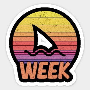Funny Retro Shark Week 2025 Vintage Sunset Beach Sticker