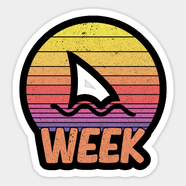 Funny Retro Shark Week 2025 Vintage Sunset Beach Magnet by ArtistTee ⭐⭐⭐⭐⭐
