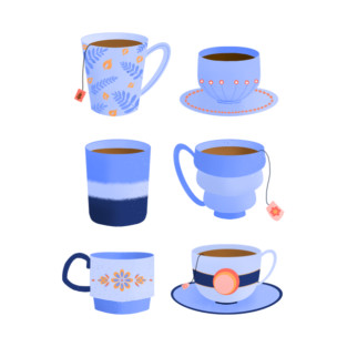 Retro tea party - blue ceramic cups T-Shirt