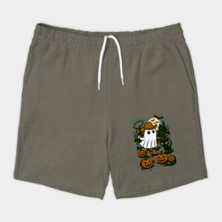 Cowboy Ghost and Black Cat – Cute Halloween Western Design Shorts