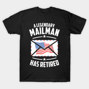 Legendary Retired Mailman American Flag Envelope Design T-Shirt