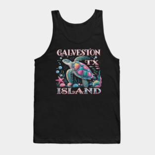 GALVESTON ISLAND TX TURTLE LOVER COLORFUL BEACH Tank Top