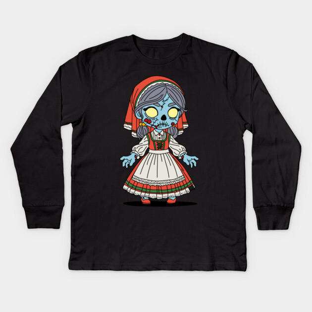 Cute Italian Zombie Kids Long Sleeve T-Shirt by H. R. Sinclair