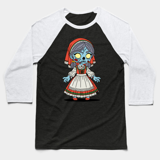 Cute Italian Zombie Baseball T-Shirt by H. R. Sinclair