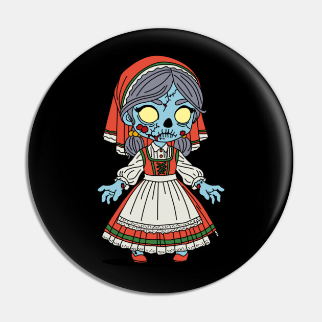 Cute Italian Zombie Pin by H. R. Sinclair