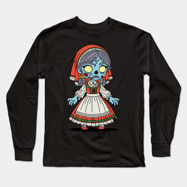 Cute Italian Zombie Long Sleeve T-Shirt by H. R. Sinclair