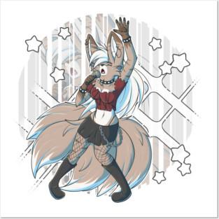 Punk Rock Fox Kitsune Girl Posters and Art