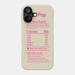 Saja Boys Nutrition Facts Phone Case
